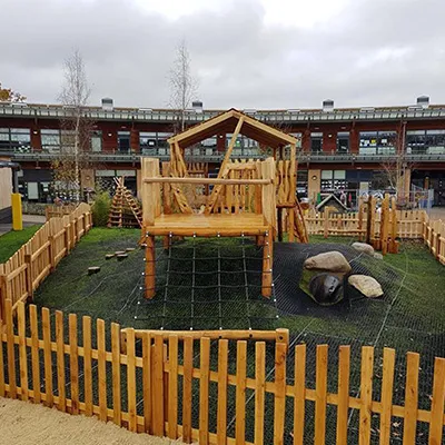 a wooden playset