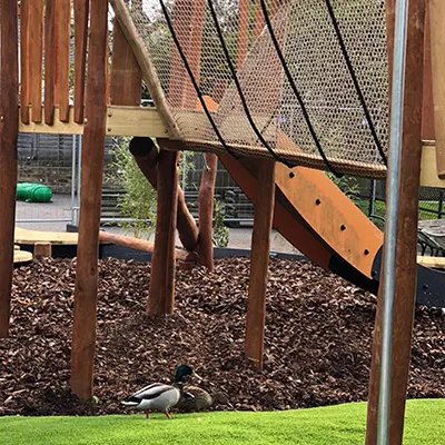 under a playset